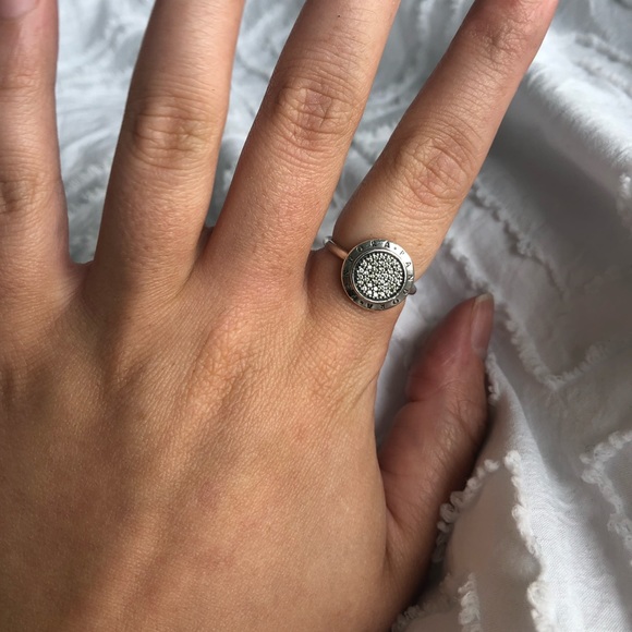 Authentic Pandora Signature Pavé Logo Ring - Picture 3 of 11